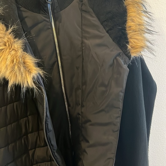 CALVIN KLEIN PERFORMANCE | Black Sweater Sleeve Faux-Fur Walker Coat size 3X - Picture 3 of 9